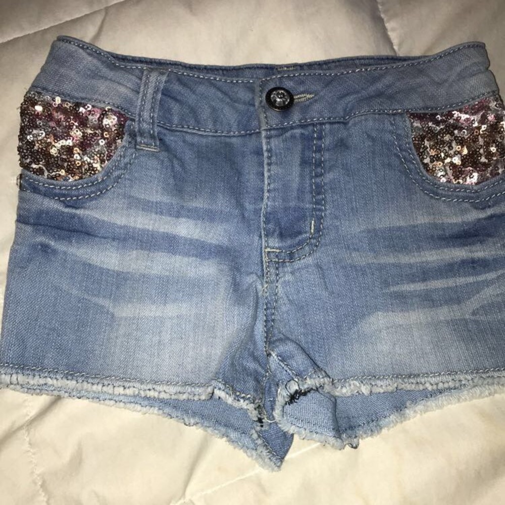 Girls Sequin Jean Shorts